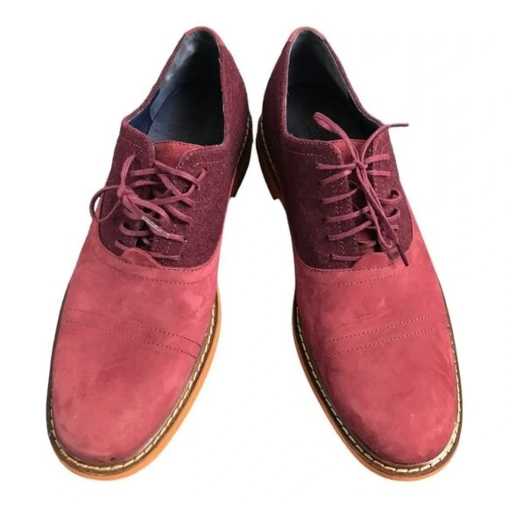 Cole Haan Nike Air‎ Mens 9.5 Maroon Suede 2 Tone Leather Oxford Lace Up Shoes